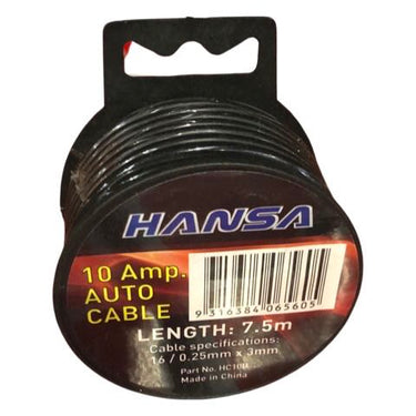 10 AMP AUTO CABLE 7.5M - 16/0.25mm x 3mm Black