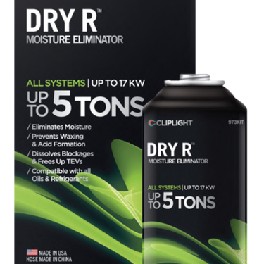 DRY R ª eliminates moisture & prevents acid formation. Is compatible with all refrigerants & oils and increases drier efficiency. 1 can eliminates up to 3 ml water