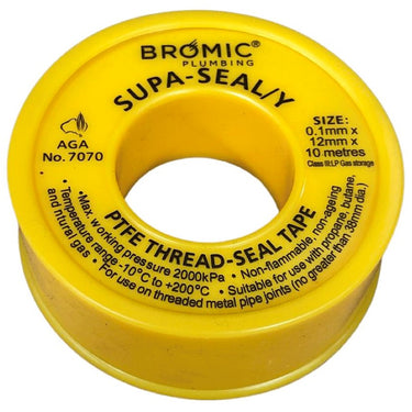 Tape PTFE Yellow T/Seal 10M x0.1x12mm