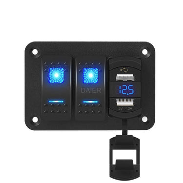 3 Position Marine Switch Panel, BLUE LED