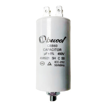 Capacitor 10uF 450V AC 63mm x 33mm Plastic with Stud (M8)