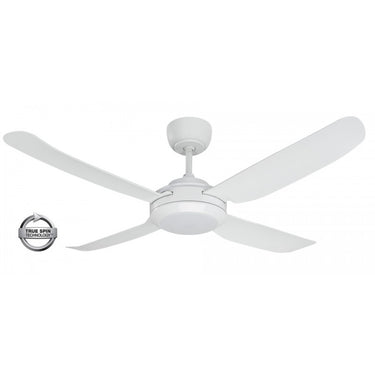 AC Ceiling Fan 1300mm 4Blade w/Tri-Col Dimm LED Light Wht